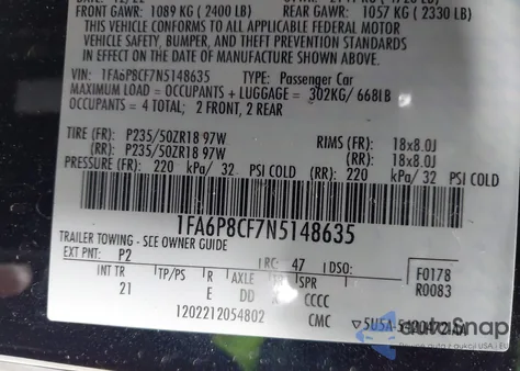 2022 Ford Mustang Gt Fastback из США, поврежденный, VIN 1FA6P8CF7N5148635